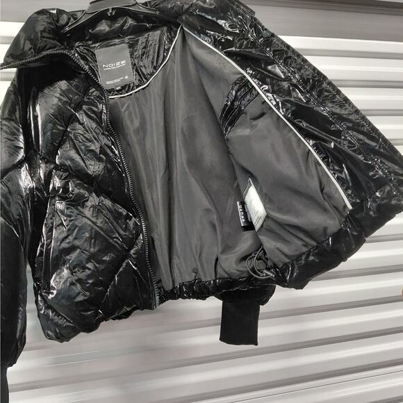 Noize Black Quilted Puffer Jacket Women's Small Vegan Winter Ski Coat Cozycore - Picture 6 of 16